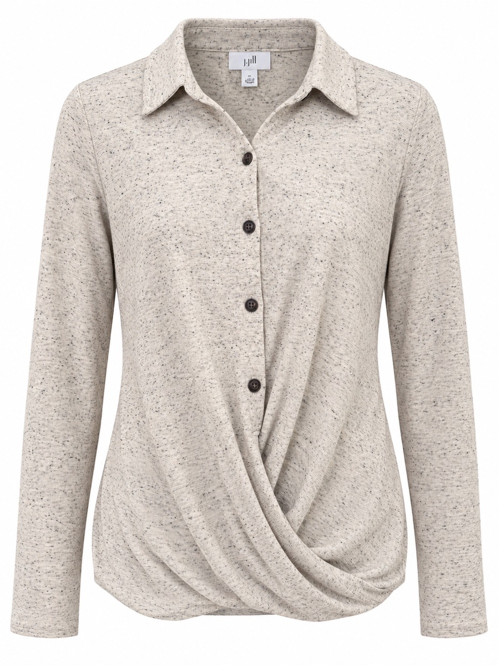 J. Jill Speckled Faux-Wrap Button Front Top – XS